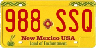 NM license plate 988SSQ