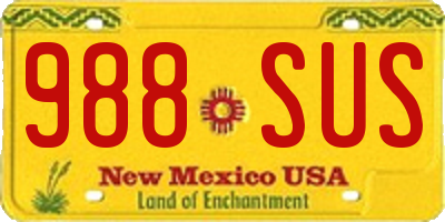 NM license plate 988SUS