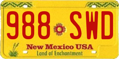 NM license plate 988SWD