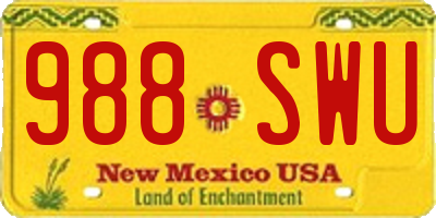 NM license plate 988SWU