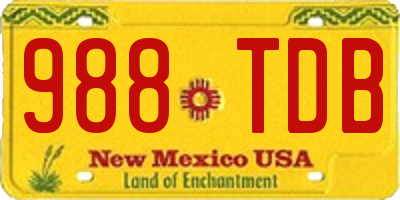 NM license plate 988TDB