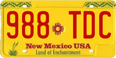 NM license plate 988TDC