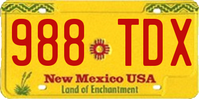 NM license plate 988TDX