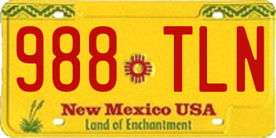 NM license plate 988TLN