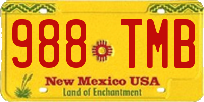 NM license plate 988TMB