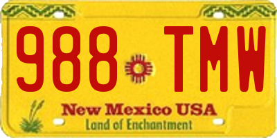 NM license plate 988TMW