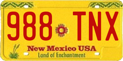 NM license plate 988TNX