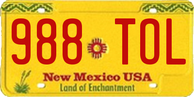 NM license plate 988TOL