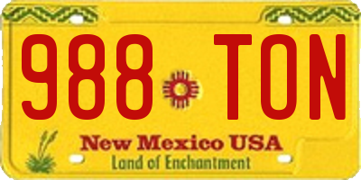 NM license plate 988TON