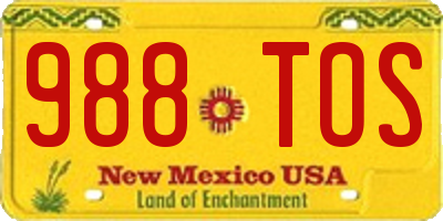 NM license plate 988TOS