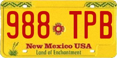 NM license plate 988TPB