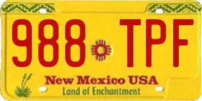 NM license plate 988TPF