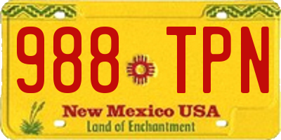 NM license plate 988TPN