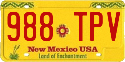 NM license plate 988TPV