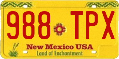 NM license plate 988TPX