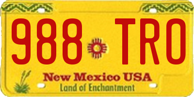 NM license plate 988TRO