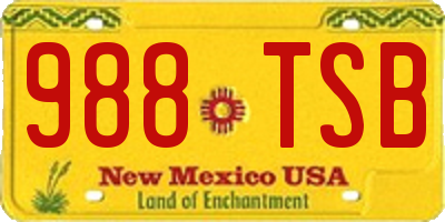 NM license plate 988TSB