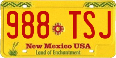 NM license plate 988TSJ