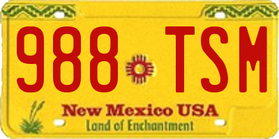 NM license plate 988TSM