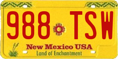 NM license plate 988TSW