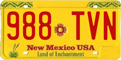 NM license plate 988TVN