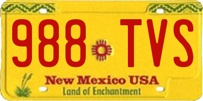 NM license plate 988TVS