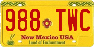 NM license plate 988TWC