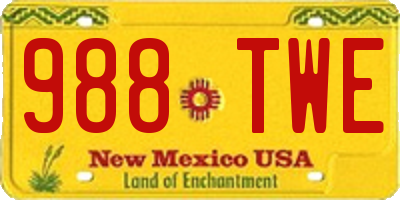 NM license plate 988TWE