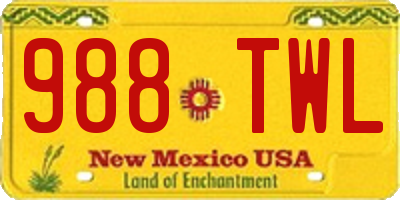 NM license plate 988TWL