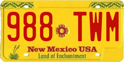 NM license plate 988TWM