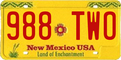 NM license plate 988TWO