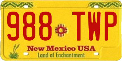 NM license plate 988TWP