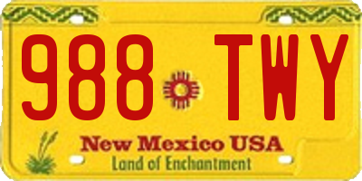NM license plate 988TWY