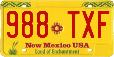 NM license plate 988TXF
