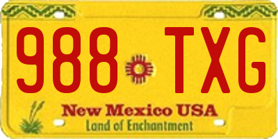 NM license plate 988TXG