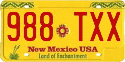 NM license plate 988TXX