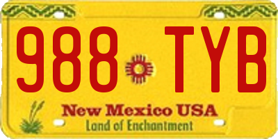 NM license plate 988TYB