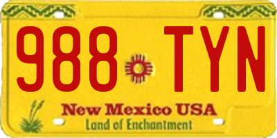 NM license plate 988TYN