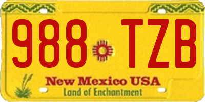 NM license plate 988TZB