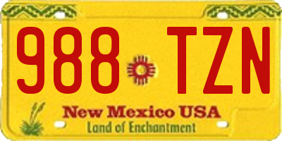 NM license plate 988TZN