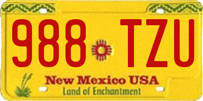 NM license plate 988TZU
