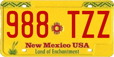 NM license plate 988TZZ