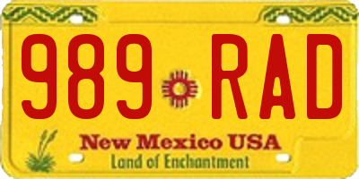 NM license plate 989RAD