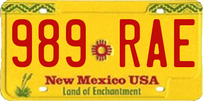 NM license plate 989RAE