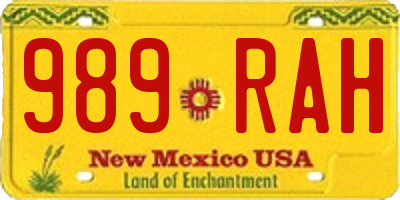 NM license plate 989RAH