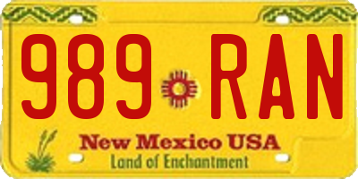 NM license plate 989RAN