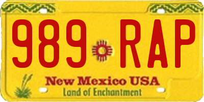 NM license plate 989RAP