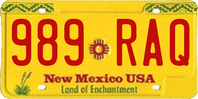 NM license plate 989RAQ
