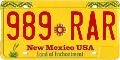 NM license plate 989RAR