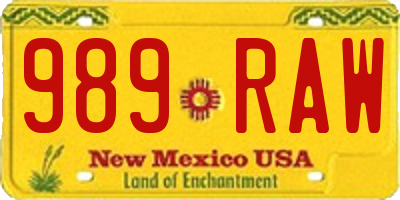 NM license plate 989RAW
